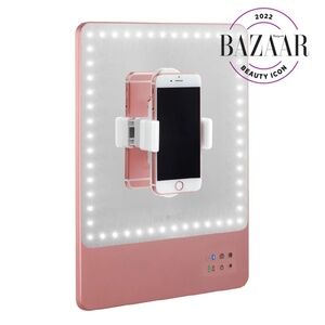 Riki Skinny Portable LED Vanity / Bluetooth, Dimmable, 5X, 10X / Rose Gold • NIB